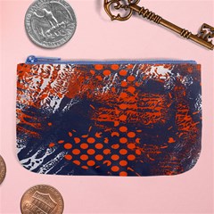 Dark Blue Red And White Messy Background Large Coin Purse by Nexatart