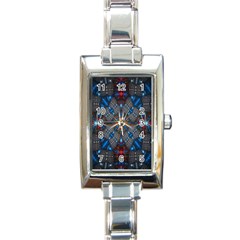 Fancy Fractal Pattern Background Accented With Pretty Colors Rectangle Italian Charm Watch by Nexatart