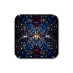 Fancy Fractal Pattern Background Accented With Pretty Colors Rubber Coaster (square)  by Nexatart