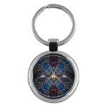 Fancy Fractal Pattern Background Accented With Pretty Colors Key Chains (Round)  Front