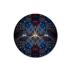 Fancy Fractal Pattern Background Accented With Pretty Colors Rubber Coaster (round)  by Nexatart