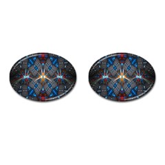 Fancy Fractal Pattern Background Accented With Pretty Colors Cufflinks (oval) by Nexatart