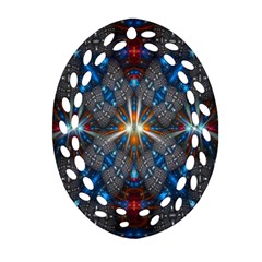 Fancy Fractal Pattern Background Accented With Pretty Colors Oval Filigree Ornament (two Sides) by Nexatart