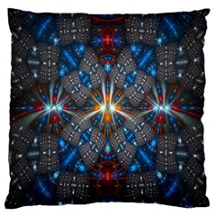 Fancy Fractal Pattern Background Accented With Pretty Colors Large Cushion Case (one Side) by Nexatart