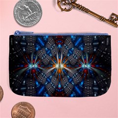 Fancy Fractal Pattern Background Accented With Pretty Colors Large Coin Purse