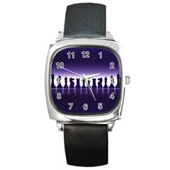 Chess Pieces Square Metal Watch