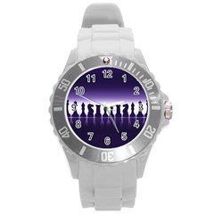 Chess Pieces Round Plastic Sport Watch (L)