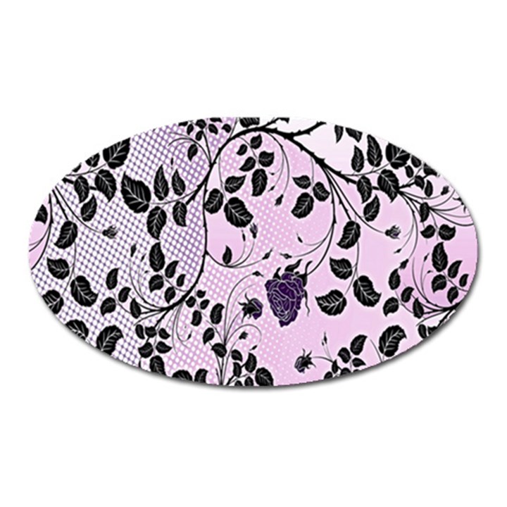 Floral Pattern Background Oval Magnet