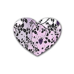 Floral Pattern Background Heart Coaster (4 Pack)  by Nexatart