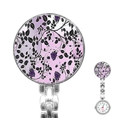 Floral Pattern Background Stainless Steel Nurses Watch by Nexatart