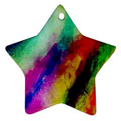 Colorful Abstract Paint Splats Background Star Ornament (two Sides) by Nexatart