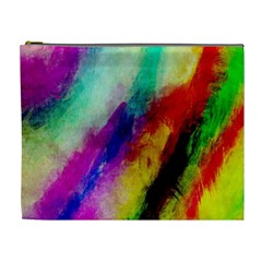 Colorful Abstract Paint Splats Background Cosmetic Bag (xl) by Nexatart