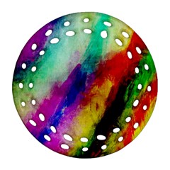 Colorful Abstract Paint Splats Background Round Filigree Ornament (two Sides) by Nexatart