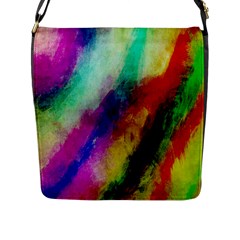 Colorful Abstract Paint Splats Background Flap Messenger Bag (l)  by Nexatart