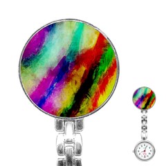 Colorful Abstract Paint Splats Background Stainless Steel Nurses Watch by Nexatart