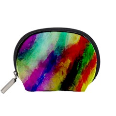 Colorful Abstract Paint Splats Background Accessory Pouches (small)  by Nexatart