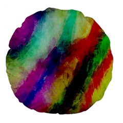 Colorful Abstract Paint Splats Background Large 18  Premium Flano Round Cushions by Nexatart