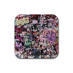 Graffiti Wall Pattern Background Rubber Coaster (square)  by Nexatart