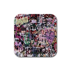 Graffiti Wall Pattern Background Rubber Square Coaster (4 Pack)  by Nexatart