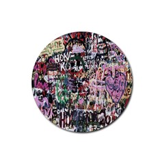 Graffiti Wall Pattern Background Rubber Coaster (round)  by Nexatart