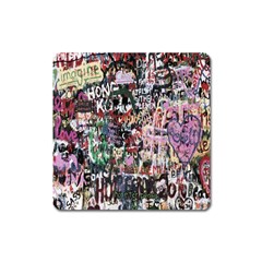 Graffiti Wall Pattern Background Square Magnet by Nexatart