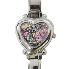 Graffiti Wall Pattern Background Heart Italian Charm Watch by Nexatart