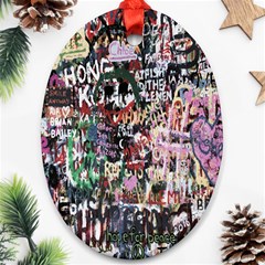 Graffiti Wall Pattern Background Oval Ornament (two Sides) by Nexatart