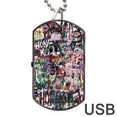 Graffiti Wall Pattern Background Dog Tag Usb Flash (one Side) by Nexatart