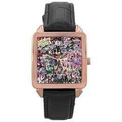 Graffiti Wall Pattern Background Rose Gold Leather Watch  by Nexatart