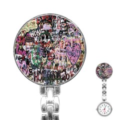 Graffiti Wall Pattern Background Stainless Steel Nurses Watch by Nexatart