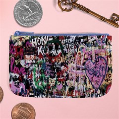 Graffiti Wall Pattern Background Large Coin Purse by Nexatart