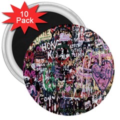 Graffiti Wall Pattern Background 3  Magnets (10 Pack)  by Nexatart