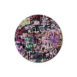 Graffiti Wall Pattern Background Rubber Coaster (Round)  Front