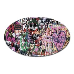 Graffiti Wall Pattern Background Oval Magnet