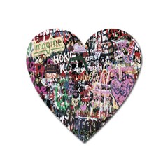 Graffiti Wall Pattern Background Heart Magnet by Nexatart