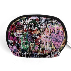 Graffiti Wall Pattern Background Accessory Pouches (medium)  by Nexatart