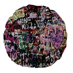 Graffiti Wall Pattern Background Large 18  Premium Flano Round Cushions by Nexatart