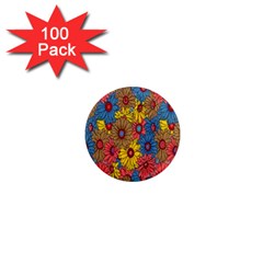 Background With Multi Color Floral Pattern 1  Mini Magnets (100 Pack)  by Nexatart