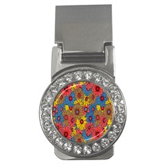 Background With Multi Color Floral Pattern Money Clips (cz)  by Nexatart