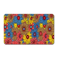 Background With Multi Color Floral Pattern Magnet (rectangular) by Nexatart