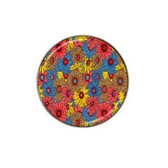 Background With Multi Color Floral Pattern Hat Clip Ball Marker (4 Pack) by Nexatart