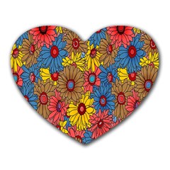 Background With Multi Color Floral Pattern Heart Mousepads by Nexatart