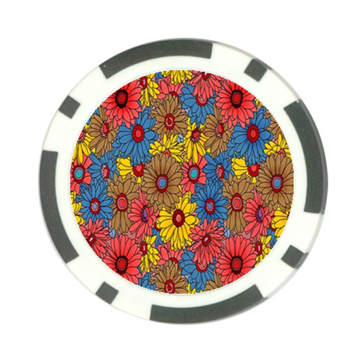 Background With Multi Color Floral Pattern Poker Chip Card Guard (10 pack)