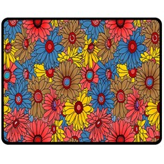 Background With Multi Color Floral Pattern Fleece Blanket (medium)  by Nexatart