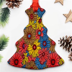 Background With Multi Color Floral Pattern Christmas Tree Ornament (two Sides) by Nexatart