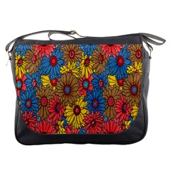 Background With Multi Color Floral Pattern Messenger Bags by Nexatart