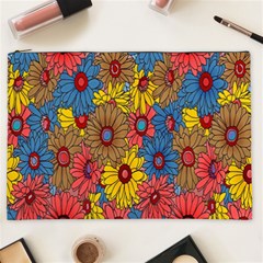 Background With Multi Color Floral Pattern Cosmetic Bag (xxl)  by Nexatart