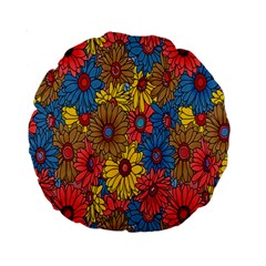 Background With Multi Color Floral Pattern Standard 15  Premium Round Cushions by Nexatart