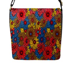 Background With Multi Color Floral Pattern Flap Messenger Bag (l)  by Nexatart