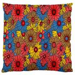 Background With Multi Color Floral Pattern Large Flano Cushion Case (two Sides) by Nexatart